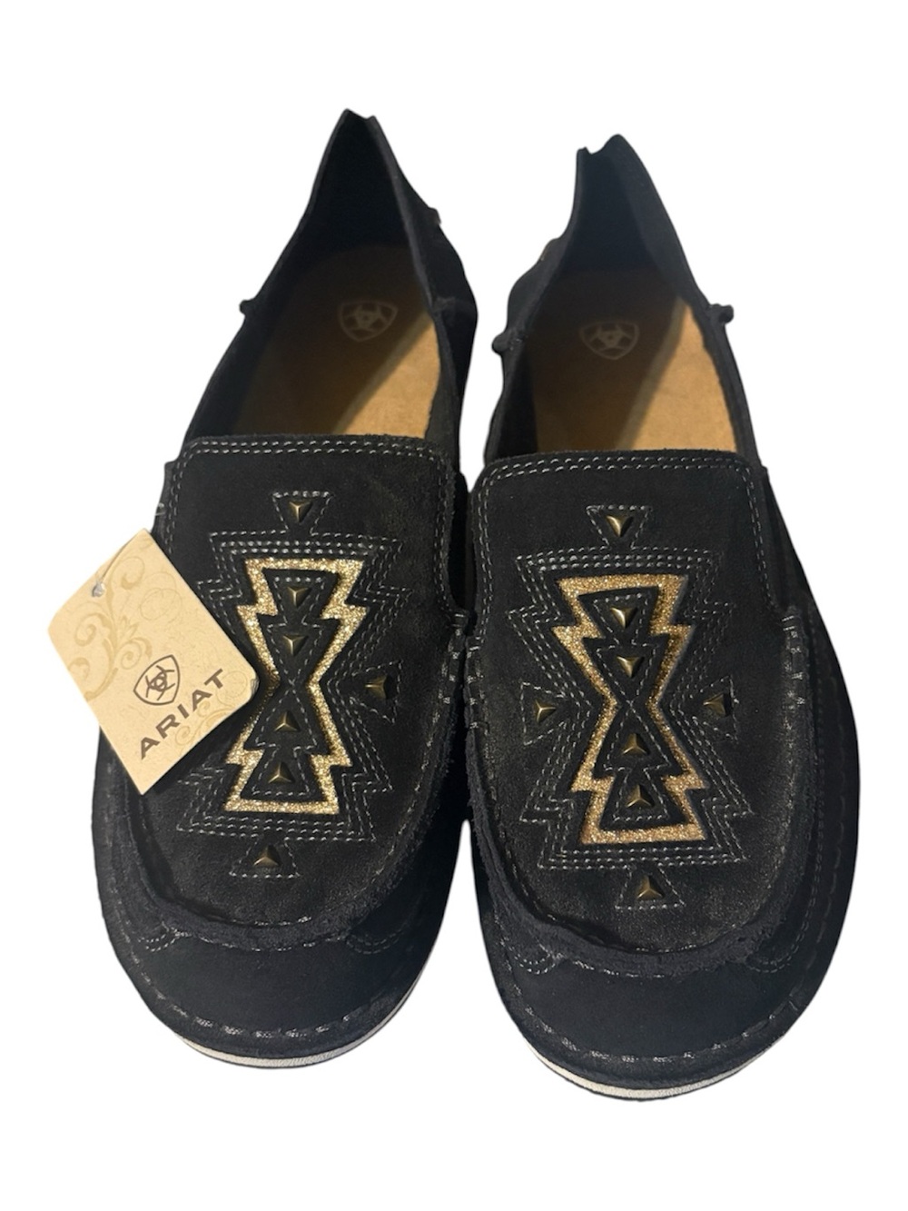 Ariat Women's Cruiser Shine shoes in black suede with gold glitter accents NEW